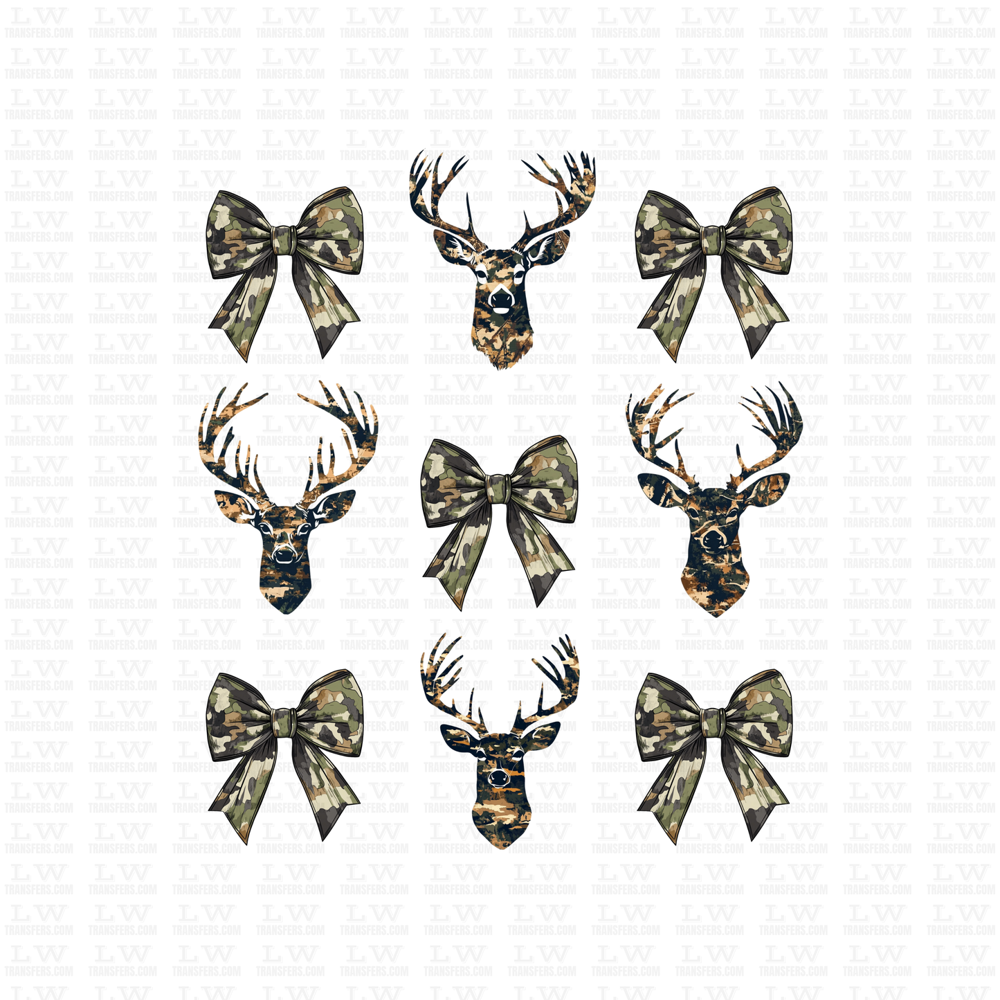 RETRO DEER HUNTING CAMO CHRISTMAS DTF TRANSFER #CH107