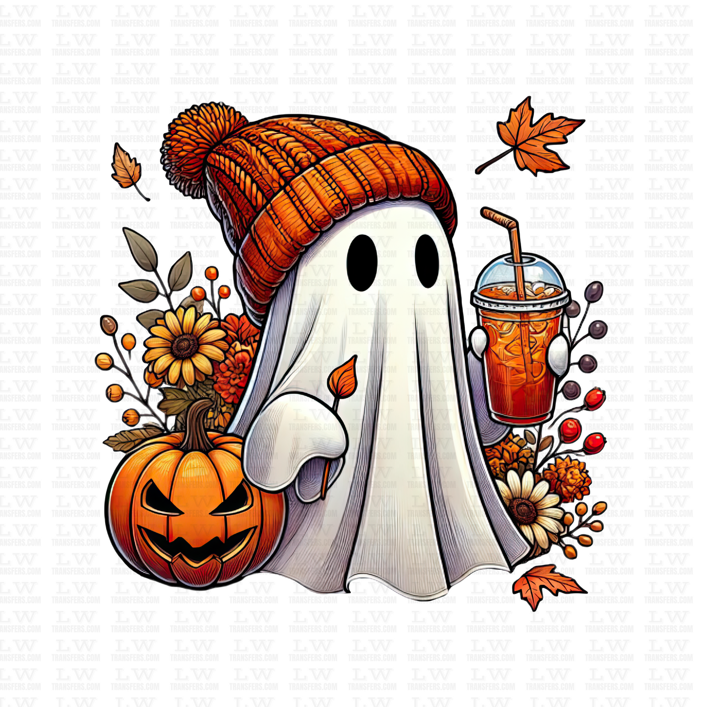 GHOST WITH COFFEE HALLOWEEN DTF Transfer #121