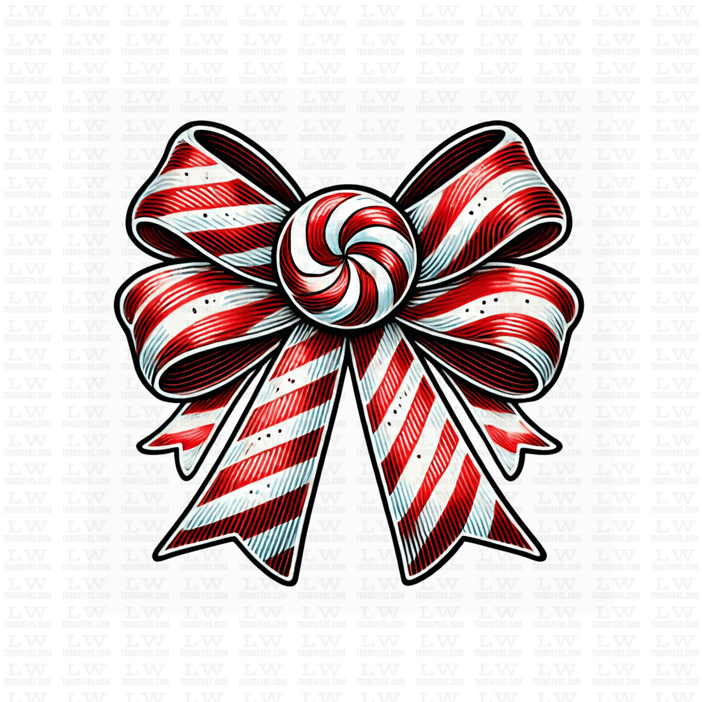 CANDY CANE CHRISTMAS COQUETTE BOW DTF TRANSFER #CH124