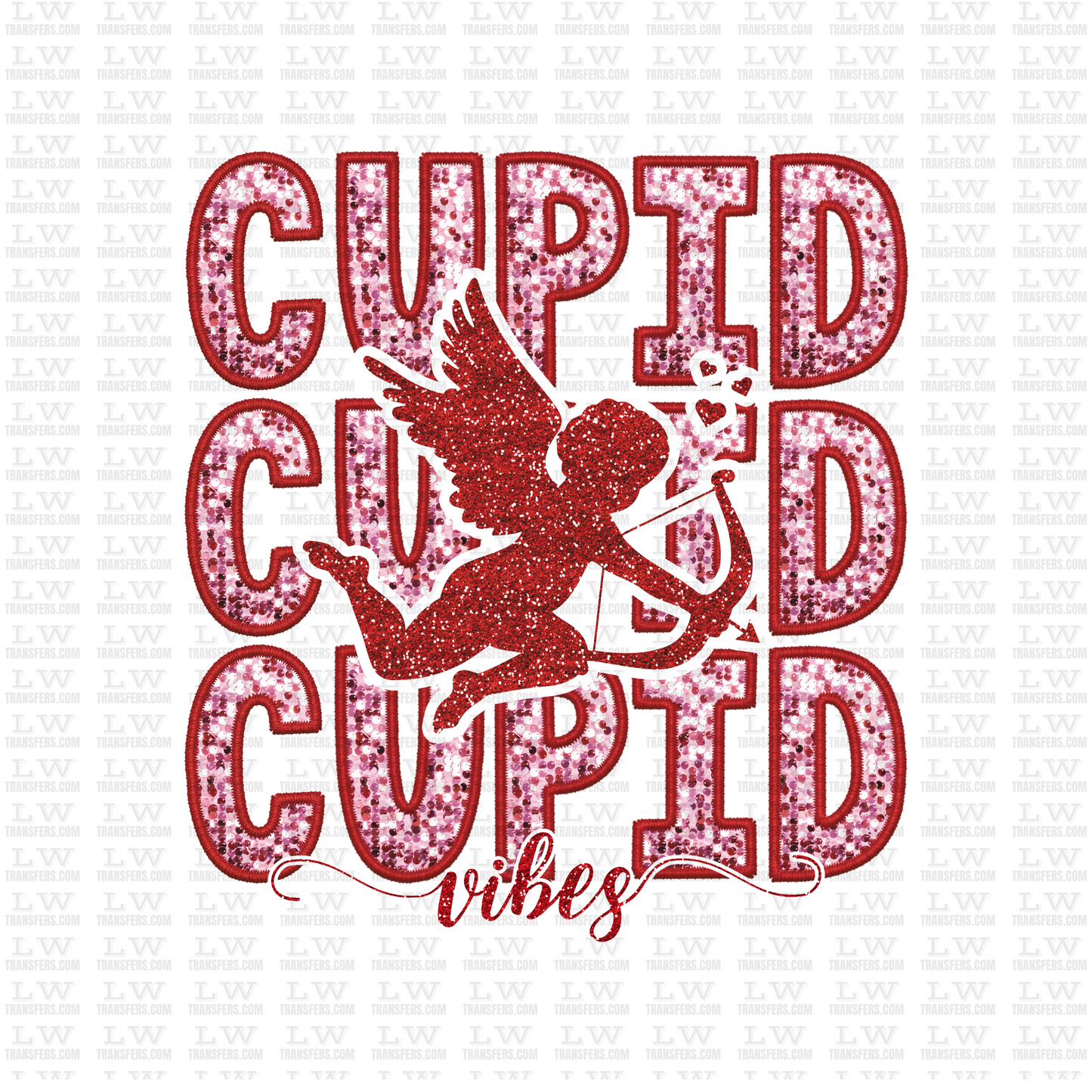 CUPID VIBES FAUX GLITTER VALENTINE'S DAY DTF TRANSFER #VD1