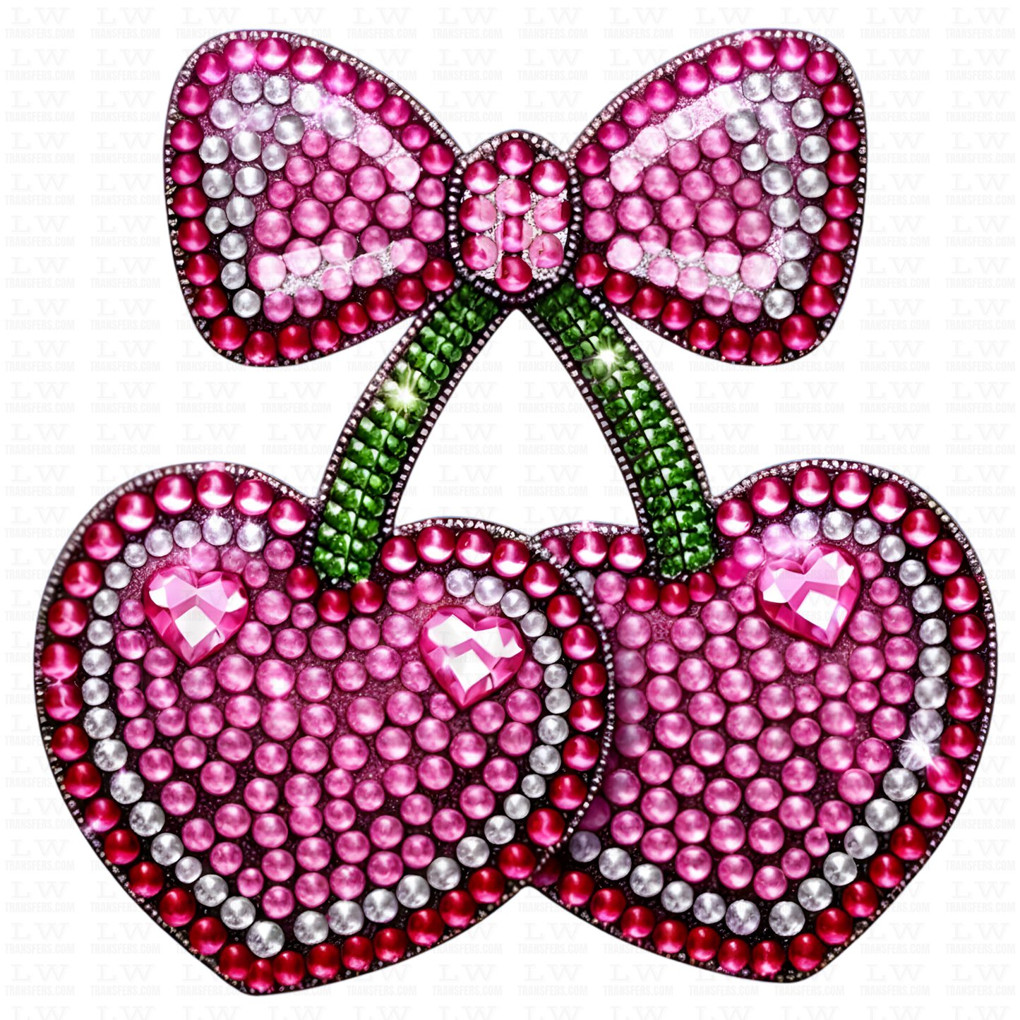 Decorative patch with pink cherries and a bow