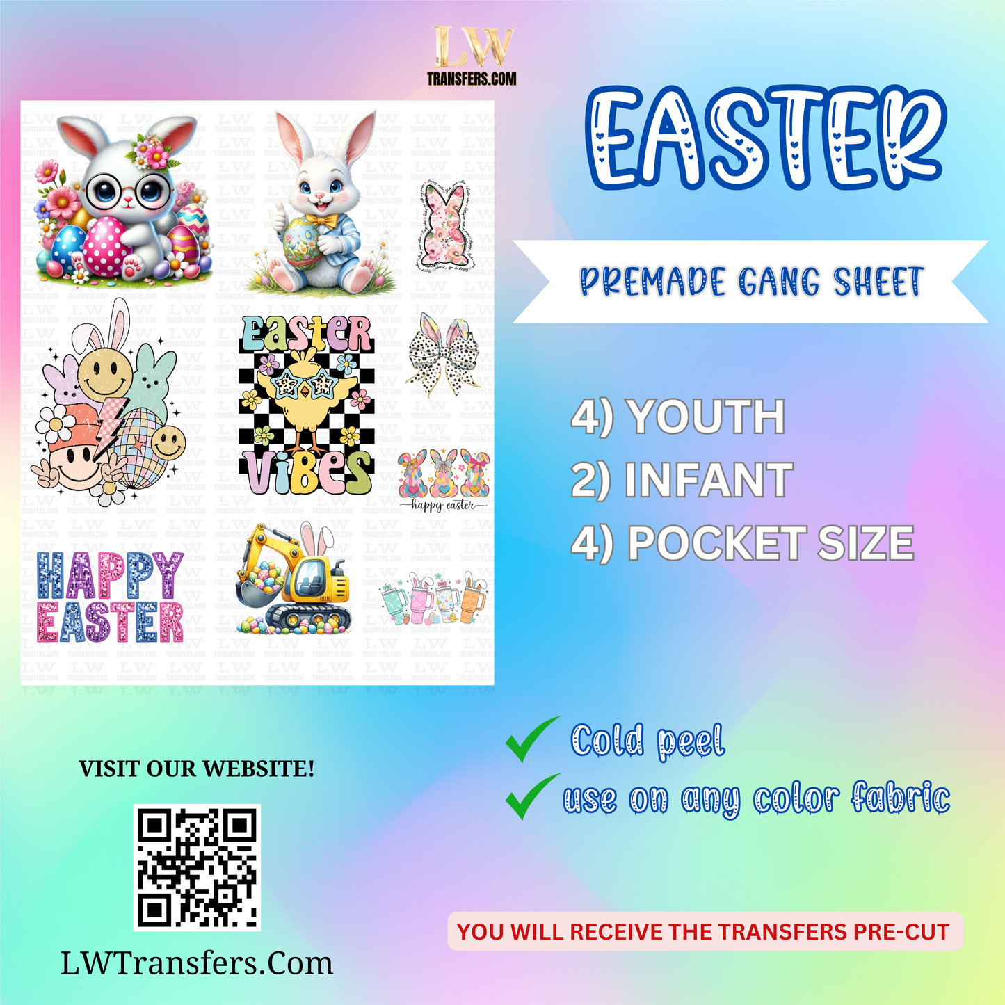 EASTER PRE MADE GANG SHEET / DTF TRANSFERS #EA-GS01