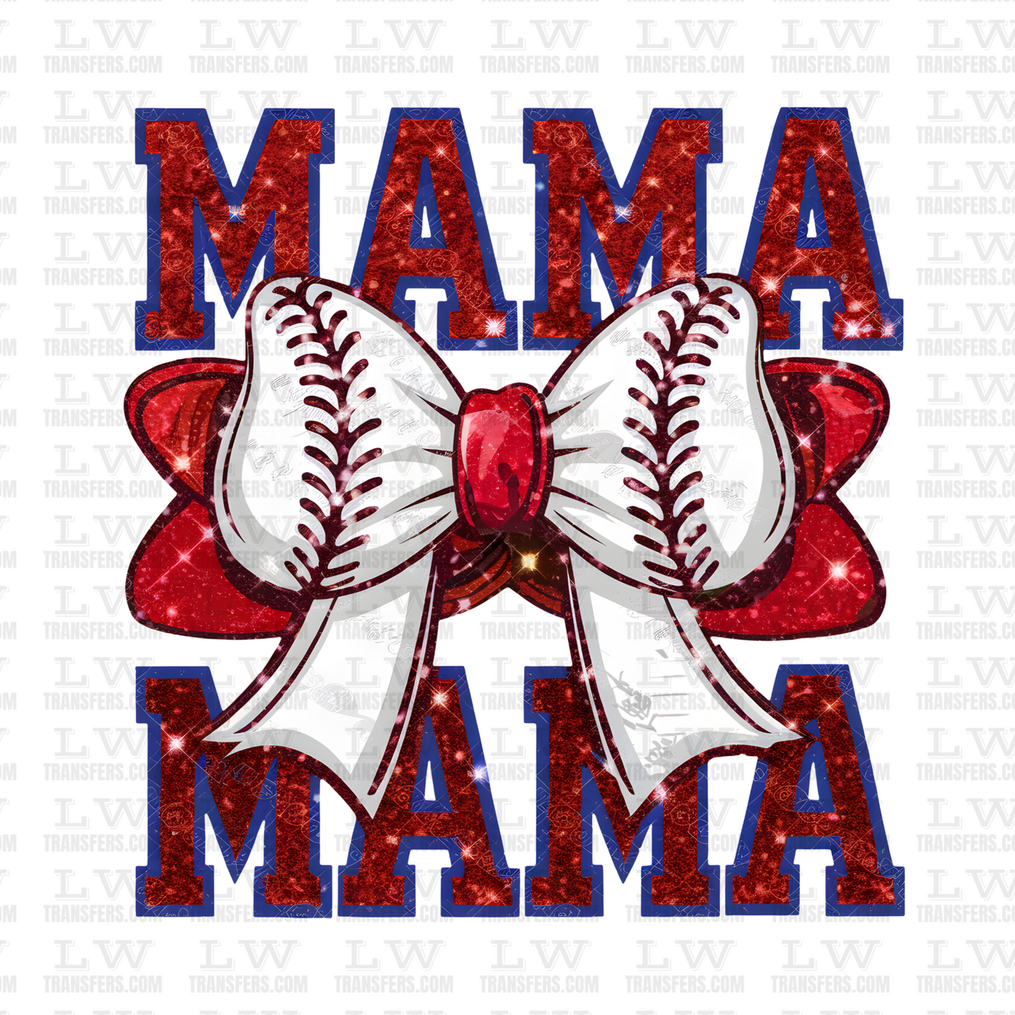 RETRO MAMA GLITTER BASEBALL DTF TRANSFER #S49