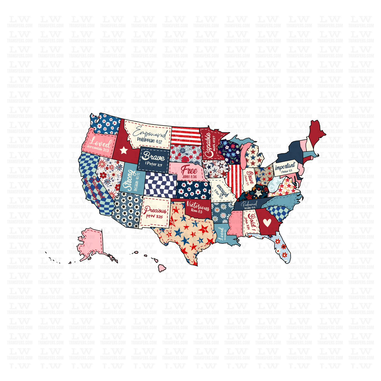 AMERICA MAP 4TH OF JULY DTF TRANSFER - 4TH59