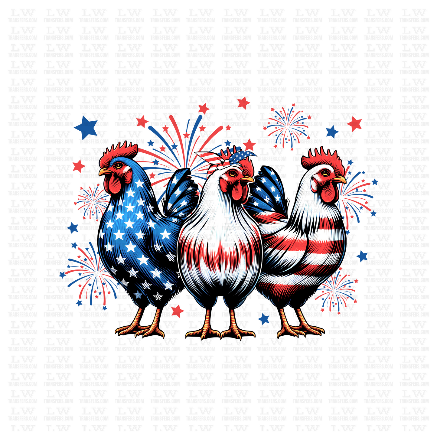 PATRIOTIC CHICKEN 4TH OF JULY DTF TRANSFER - 4TH65