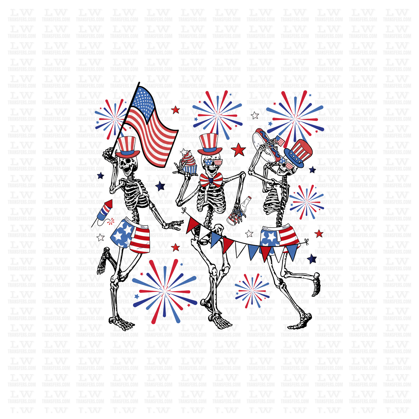 4TH OF JULY SKELETONS DTF TRANSFER - 4TH66