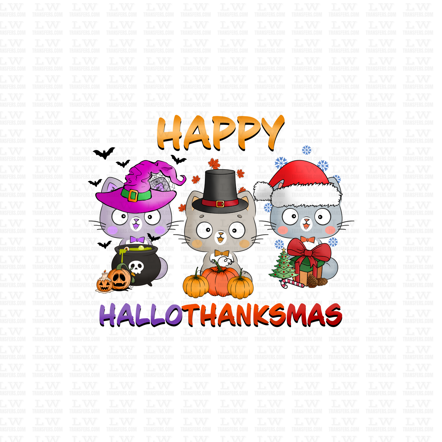 HAPPY HALLOTHANKSMAS HALLOWEEN CAT DTF Transfer #83