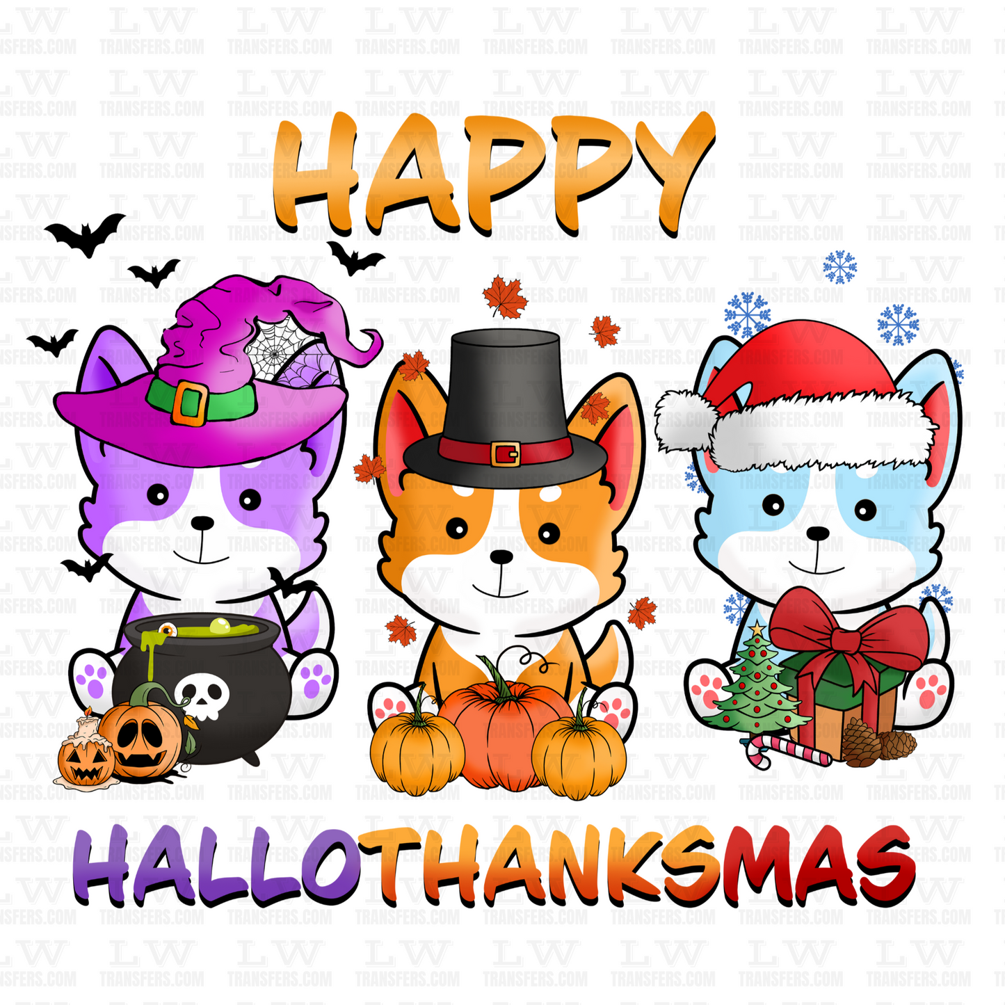 HAPPY HALLOTHANKSMAS DOG HALLOWEEN DTF Transfer #85