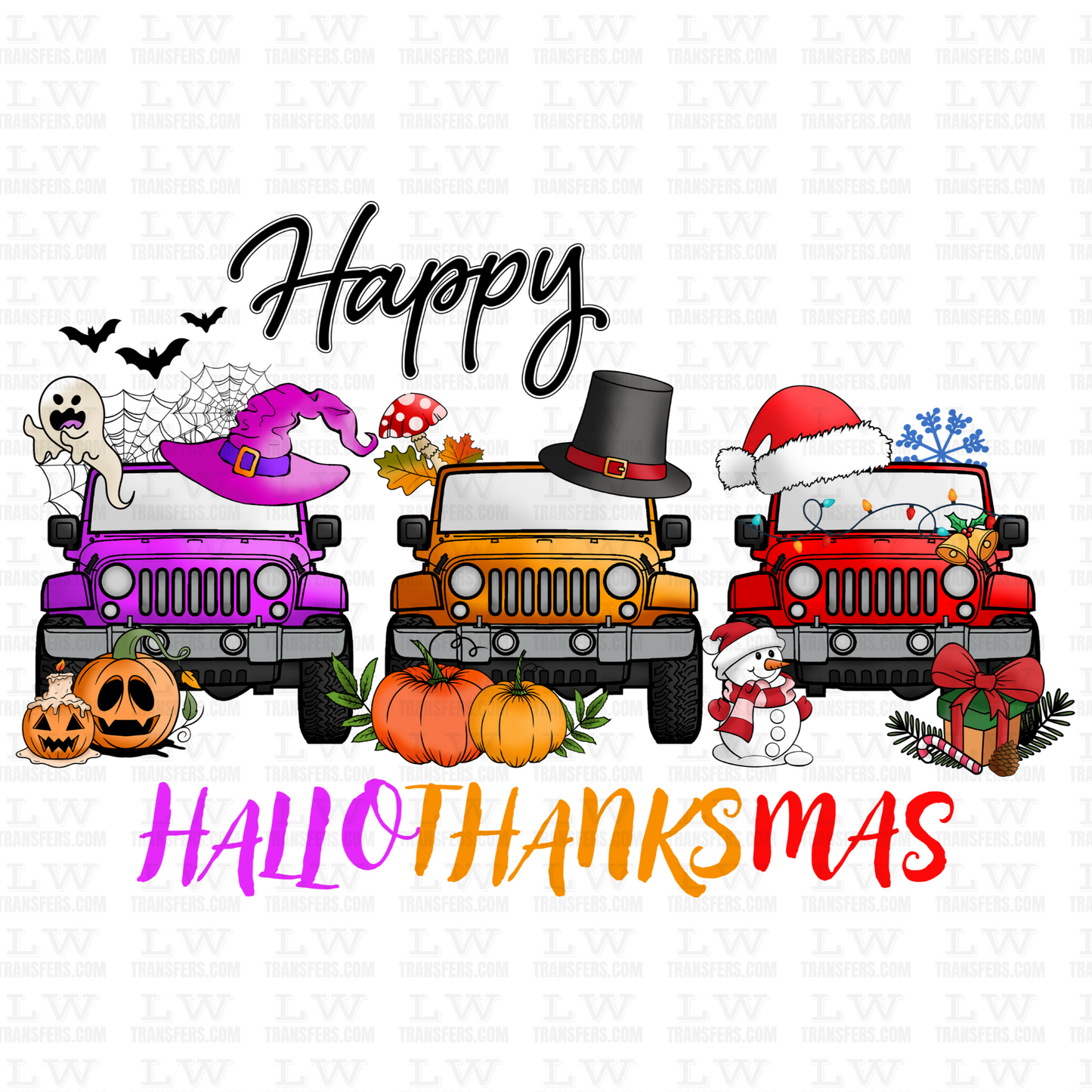 HAPPY HALLOTHANKSMAS CARS HALLOWEEN DTF Transfer #86