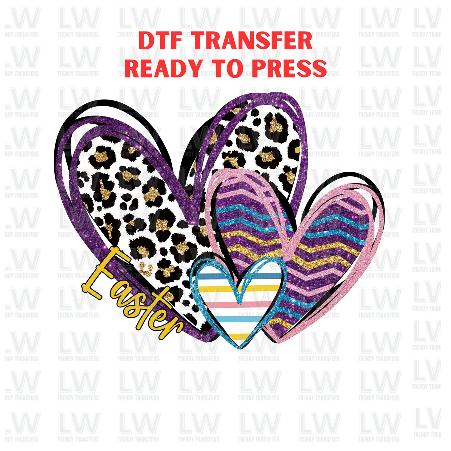 Retro Easter hearts DTF Transfer