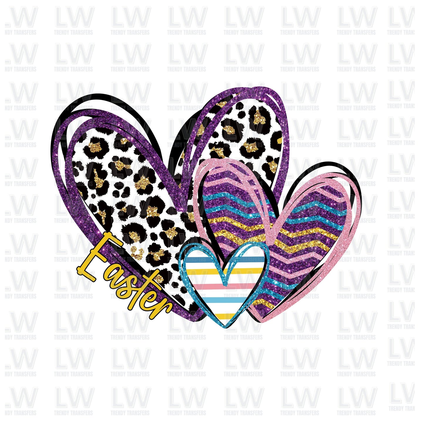 Retro Easter hearts DTF Transfer