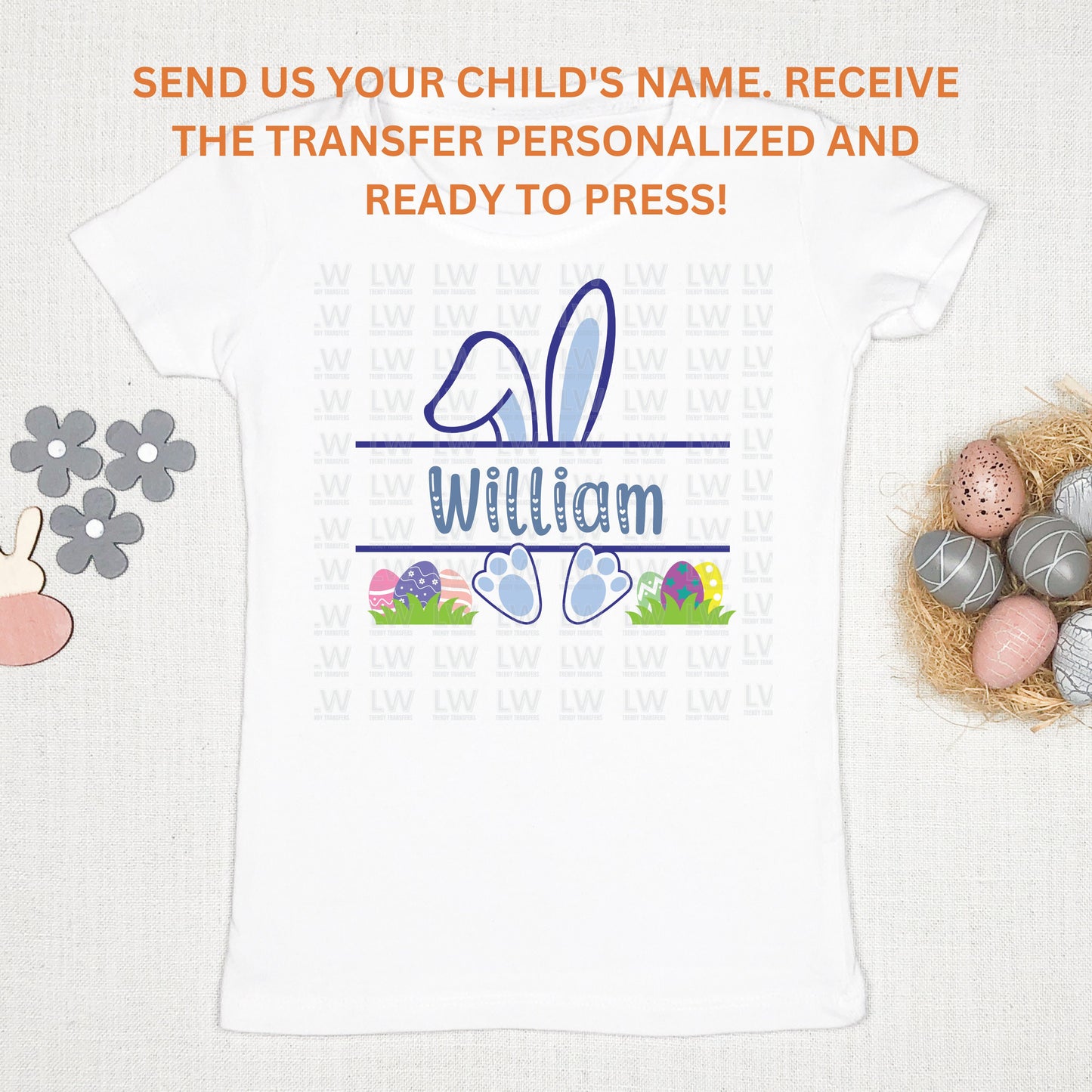 Easter Bunny Transfer With Name DTF TRANSFER