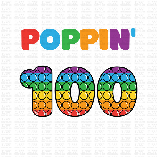 POPPIN' 100 DAYS OF SCHOOL DTF Transfer - 100DOFS-104