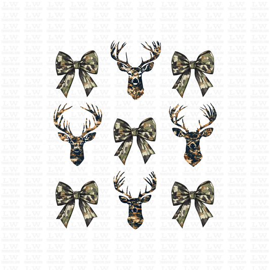 RETRO DEER HUNTING CAMO CHRISTMAS DTF TRANSFER #CH107