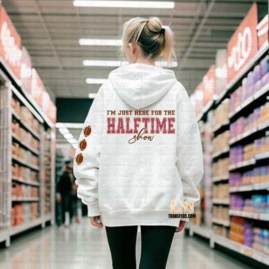 I'M JUST HERE FOR THE HALFTIME SHOW SPRKLY FAUX SEQUINS DTF TRANSFER #SB- 10