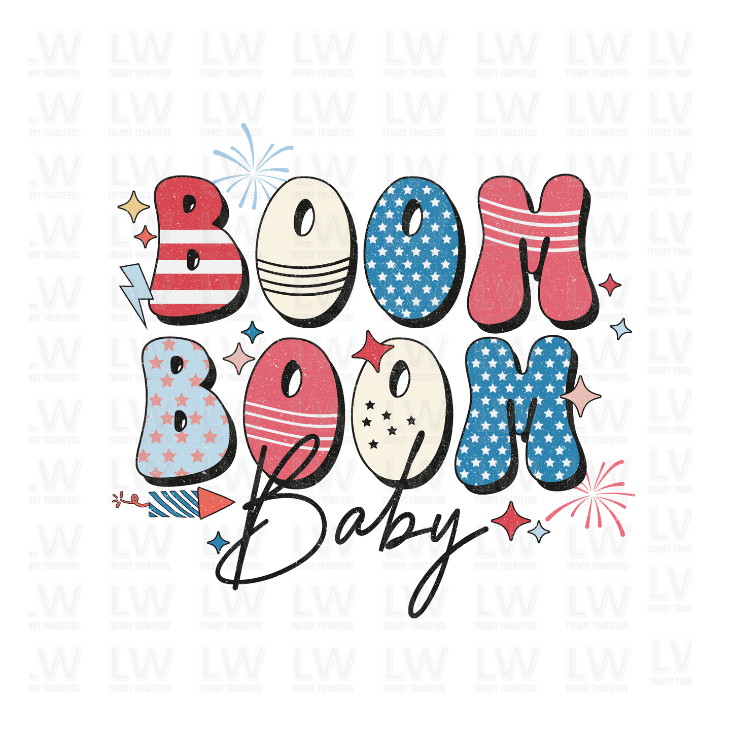 BOOM BOOM BABY 4TH OF JULY DTF Transfer