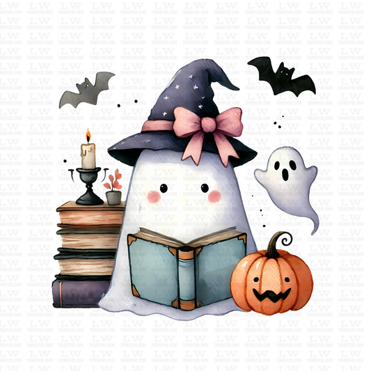 READING CUTE GHOST HALLOWEEN DTF Transfer #116