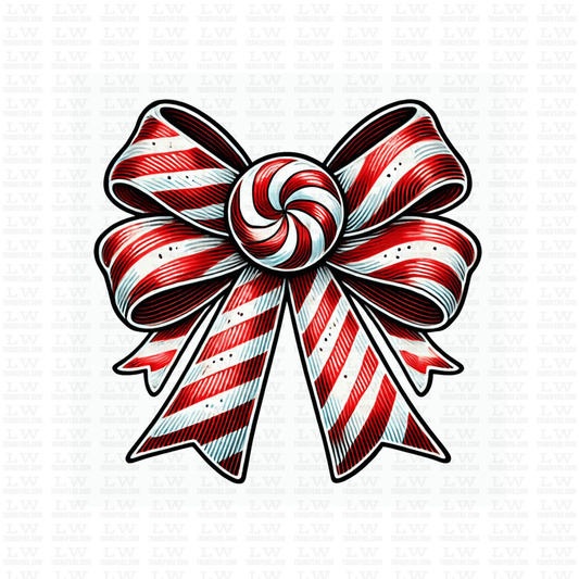 CANDY CANE CHRISTMAS COQUETTE BOW DTF TRANSFER #CH124