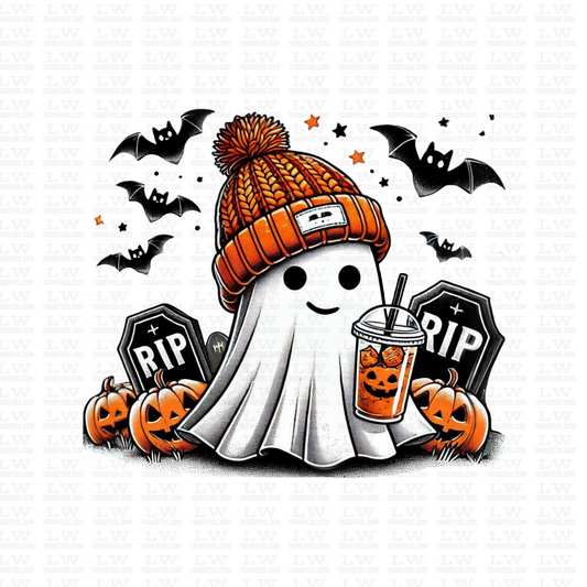 CUTE GHOST WITH BOBA DRINK HALLOWEEN DTF Transfer #124