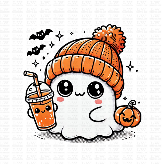 CUTE GHOST WITH BEANIE HALLOWEEN DTF Transfer #125