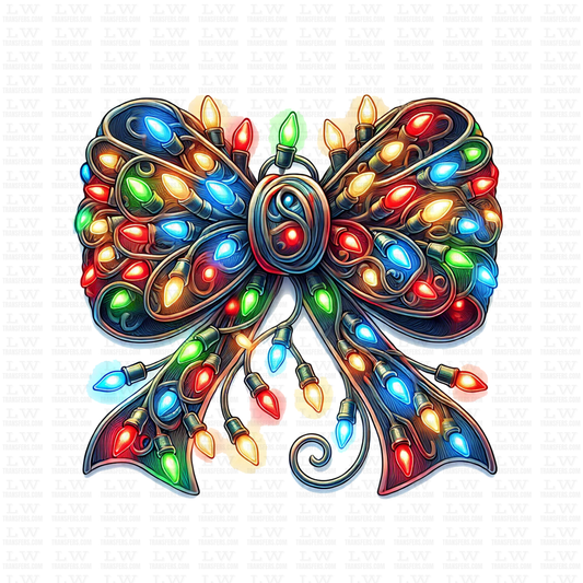 CHRISTMAS COQUETTE BOW WITH LIGHTS DTF TRANSFER #CH128