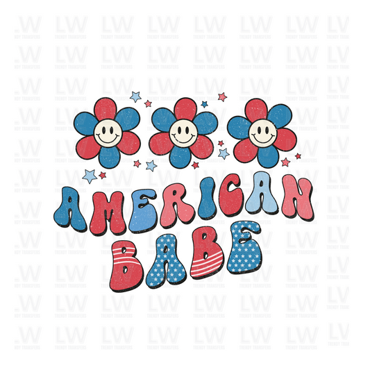 AMERICAN BABE RETRO 4TH OF JULY DTF Transfer