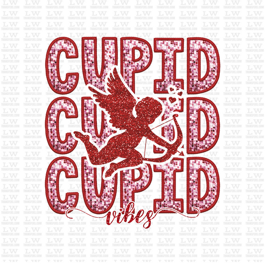 CUPID VIBES FAUX GLITTER VALENTINE'S DAY DTF TRANSFER #VD1