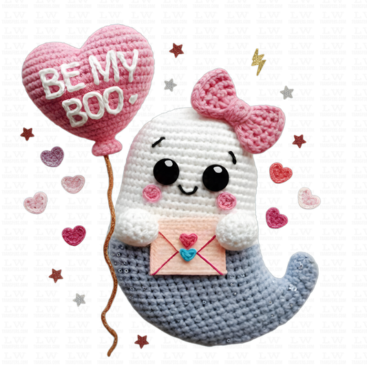 Faux Yarn Be My Boo Valentine’s Day DTF Transfer,  VD-214