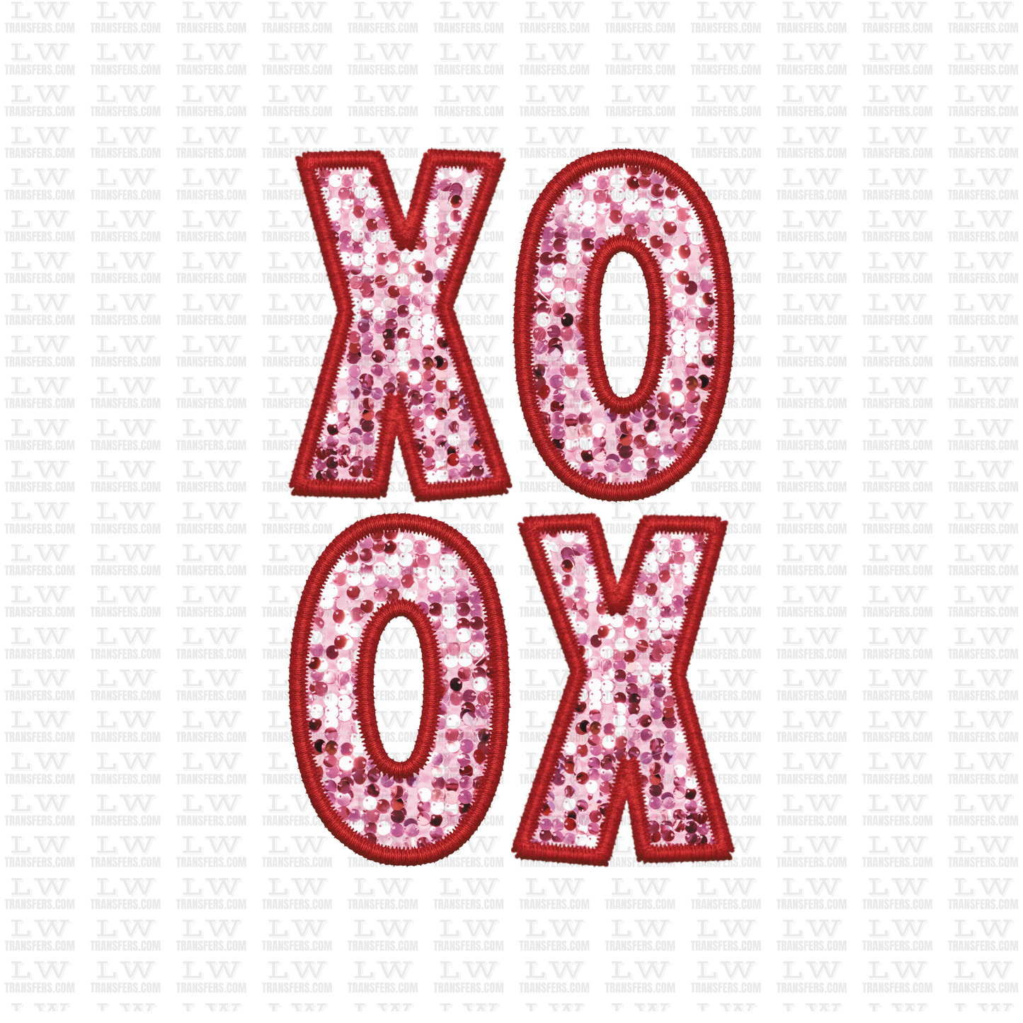 XOXO FAUX GLITTER VALENTINE'S DAY DTF TRANSFER #VD3
