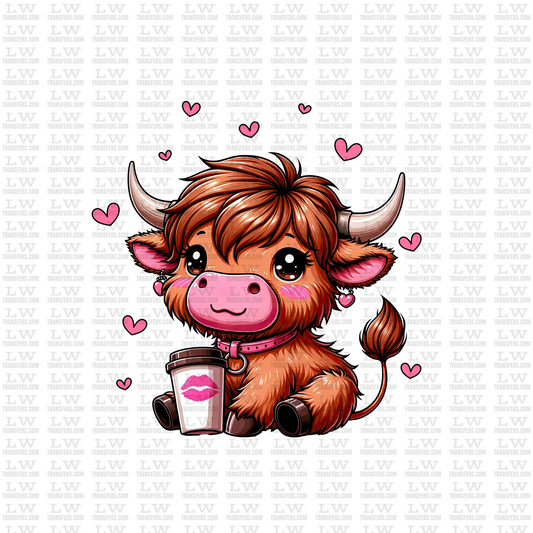 VALENTINE'S HEIFER WITH TUMBLER  / DTF TRANSFER #VD41