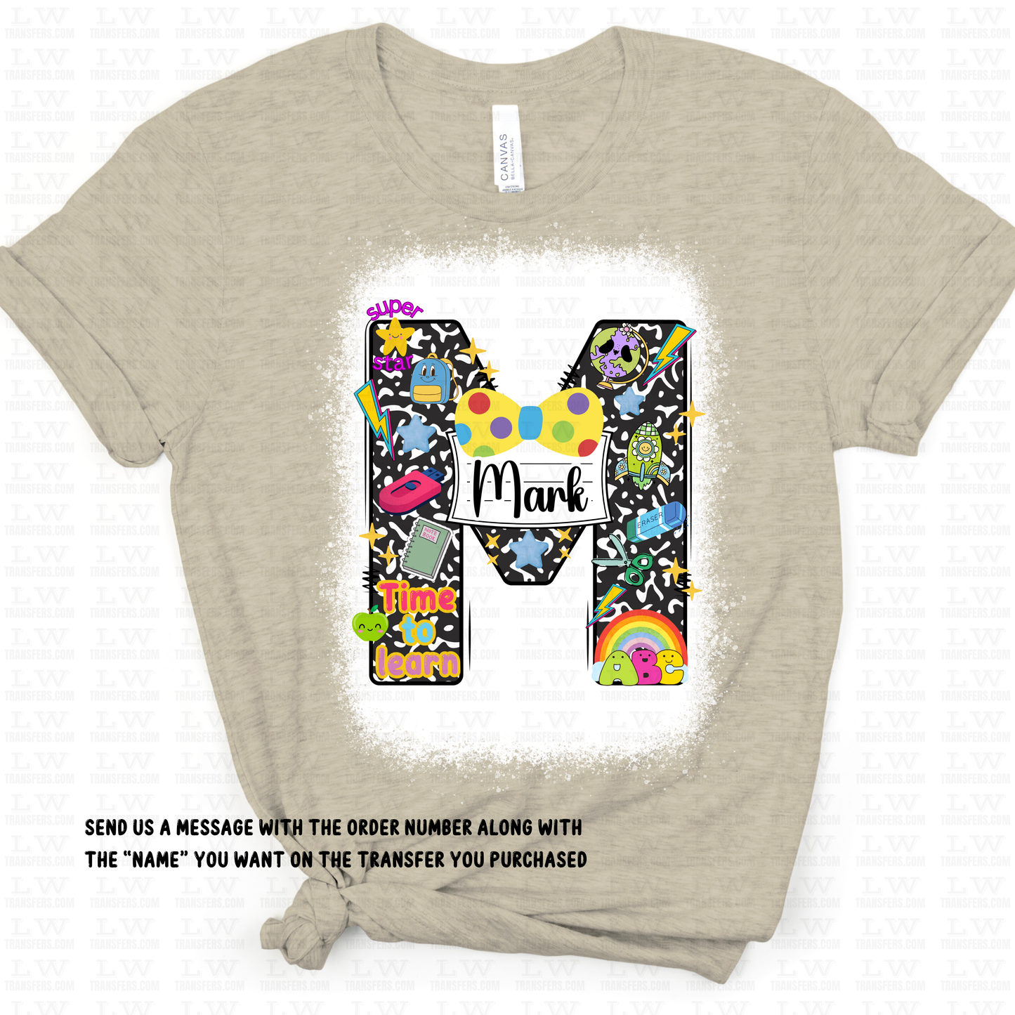 PERSONALIZED BOY INITIAL WITH YELLOW BOWTIE / BACK TO SCHOOL DTF TRANSFER #80