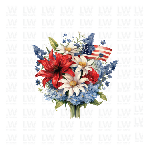 USA FLOWER BOUQUET 4TH OF JULY DTF TRANSFER - 4TH25