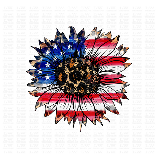 PATRIOTIC LEOPARD SUNFLOWER 4TH OF JULY DTF TRANSFER - 4TH46