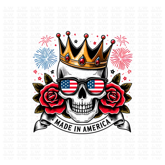 MADE IN AMERICA 4TH OF JULY SKULL DTF TRANSFER - 4TH50