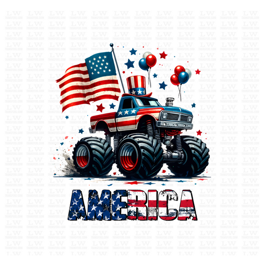 AMERICA MONSTER TRUCK 4TH OF JULY DTF TRANSFER - 4TH51