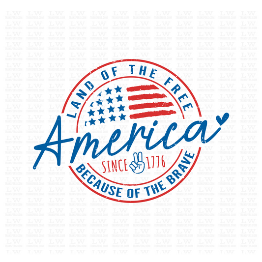 AMERICA LAND OF THE FREE 4TH OF JULY DTF TRANSFER - 4TH53