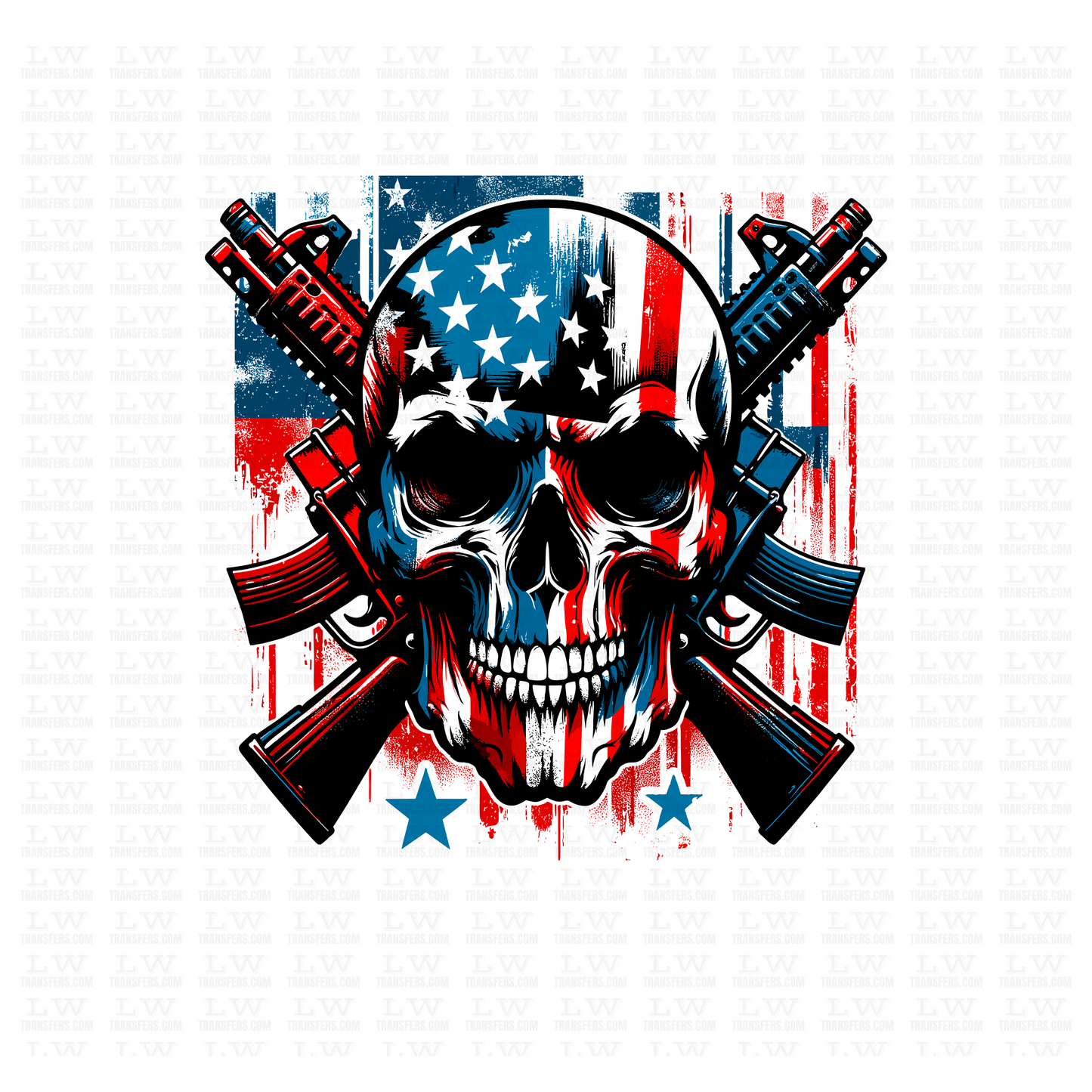 PATRIOTIC SKULL 4TH OF JULY DTF TRANSFER - 4TH54
