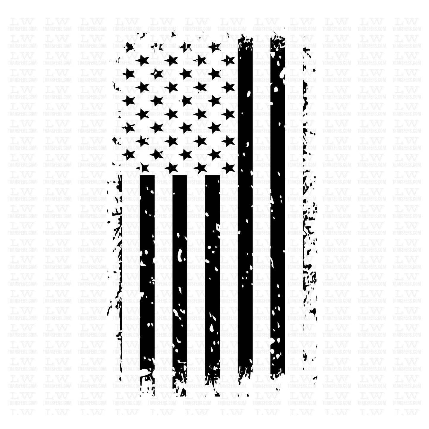 DISTRESSED 4TH OF JULY BLACK AMERICAN FLAG DTF TRANSFER - 4TH45