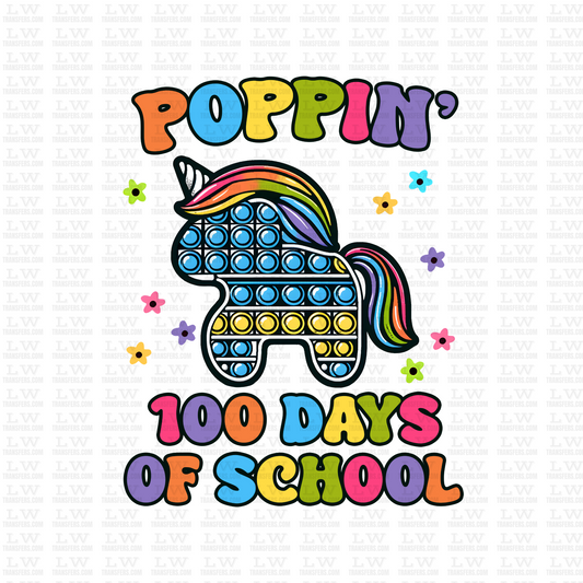 POPPIN' 100 OF SCHOOL DTF Transfer - 100DOFS-75