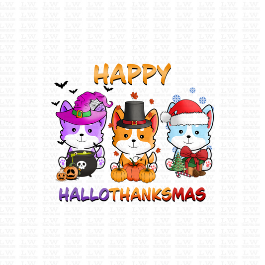 HAPPY HALLOTHANKSMAS DOG HALLOWEEN DTF Transfer #85