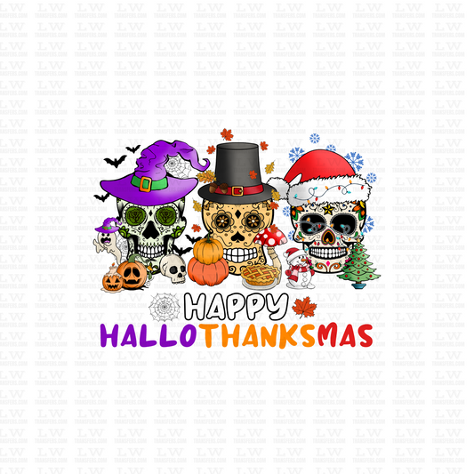 HAPPY HALLOTHANKSMAS SUGAR SKULLS HALLOWEEN DTF Transfer #88