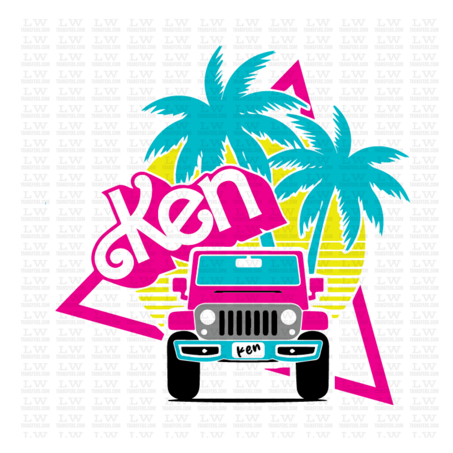 KEN PINK JEEP  DTF TRANSFER