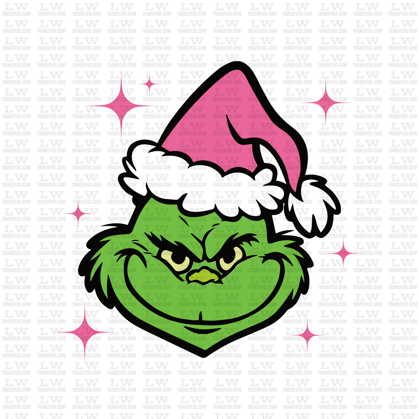GRINCH FACE - PINK CHRISTMAS DTF TRANSFER #CH101