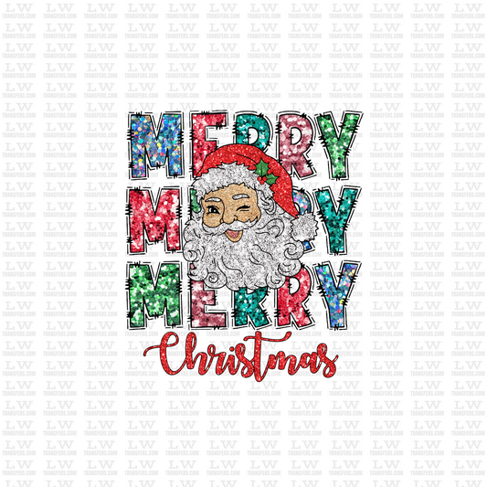 MERRY CHRISTMAS FAUX GLITTER DTF TRANSFER #CH98