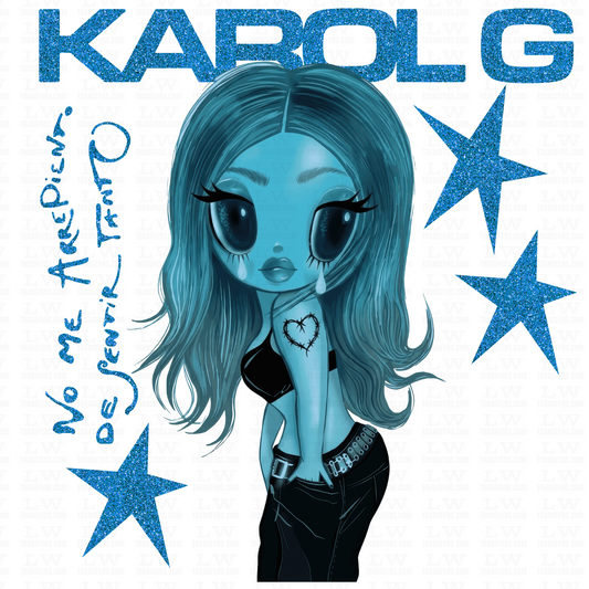 KAROL G BLUE  DTF TRANSFER, ESP#119