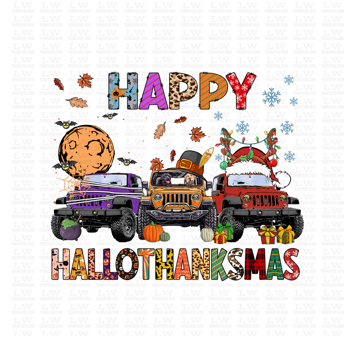 HAPPY HALLOTHANKSMAS JEEPS DTF Transfer