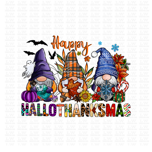 HAPPY HALLOTHANKSMAS GNOMES DTF Transfer