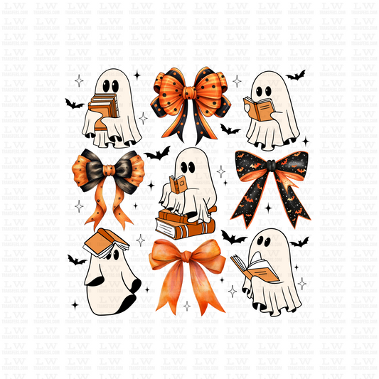 CUTE GHOST HALLOWEEN COQUETTE BOW DTF Transfer #140