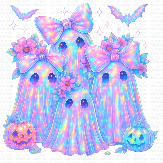 IRIDESCENT GHOST FAMILY - DTF HALLOWEEN TRANSFER #H345