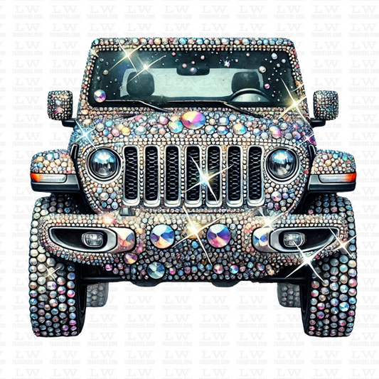 FAUX RHINESTONE JEEP DTF TRANSFER #S52